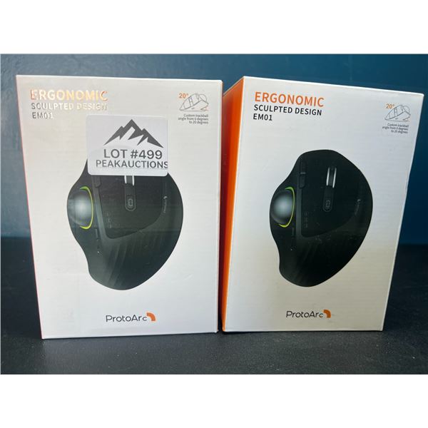 Lot of 2 ProtoArc Ergonomic Mice - RGB Wireless Trackball Mouse