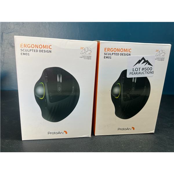 Lot of 2 ProtoArc Ergonomic Mice - RGB Wireless Trackball Mouse