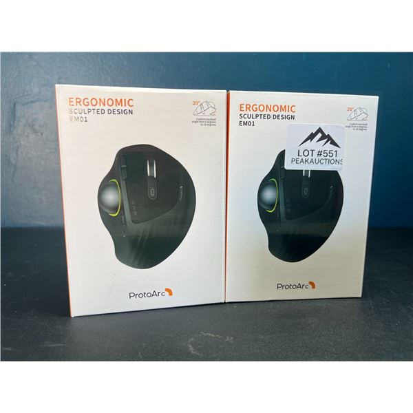 Lot of 2 ProtoArc Ergonomic Mice - RGB Wireless Trackball Mouse