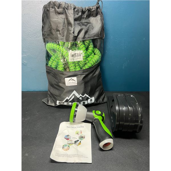 Lot of 1 Expandable Garden Hose with Nozzle & Hook