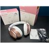 Image 2 : Lot of 2 Glynzak Wireless Bluetooth Over Ear Headphones - 65hr music/talk time! - Rose Gold