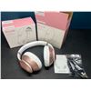 Image 2 : Lot of 2 Glynzak Wireless Bluetooth Over Ear Headphones - 65hr music/talk time! - Rose Gold