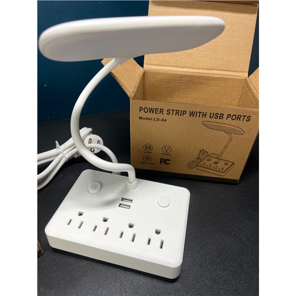 Lot of 2 Multi-Outlet Power Strips w/ USB Ports & LED Light