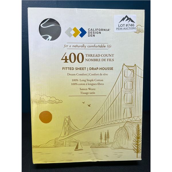 Lot of 1 California Design Den 400 Thread Count Fitted Sheet - Double - Grey