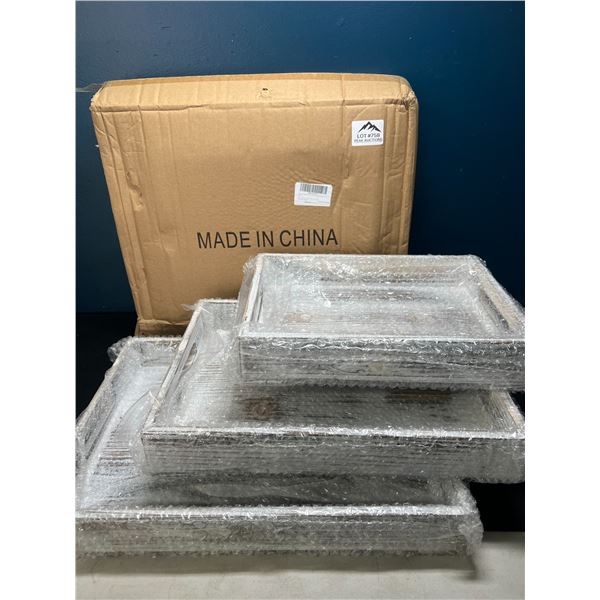 Lot of 3 Rustic Serving Trays