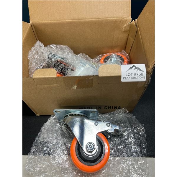 Lot of 1 Box of Heavy Duty 3inch Caster Wheels (4 Wheels)