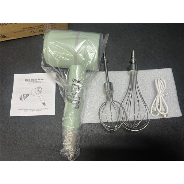 Lot of 1 USB Rechargeable Kitchen Hand Mixer - Mint Green