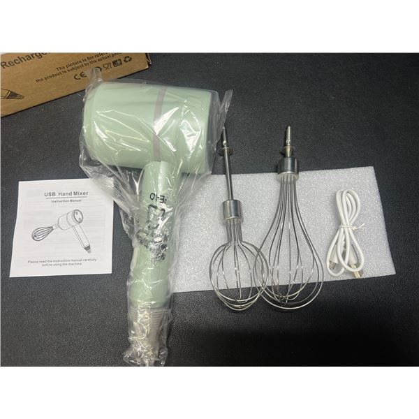 Lot of 1 USB Rechargeable Kitchen Hand Mixer - Mint Green