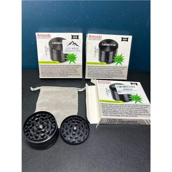 Lot of 3 Herb Grinders - 2-Inch Size - Black