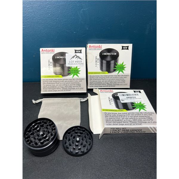 Lot of 3 Herb Grinders - 2-Inch Size - Black