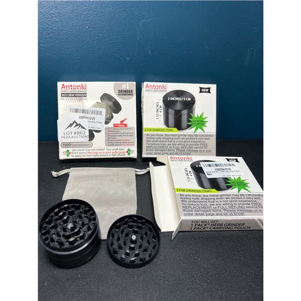 Lot of 3 Herb Grinders - 2-Inch Size - Black