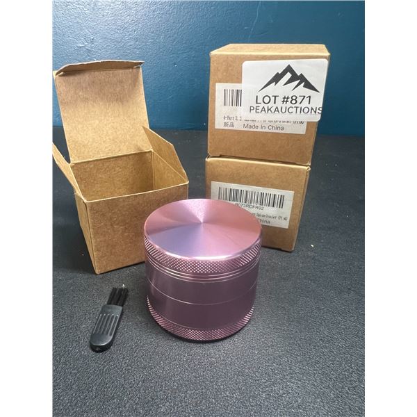 Lot of 3 Aluminum Pink Herb Grinders - 2-inch