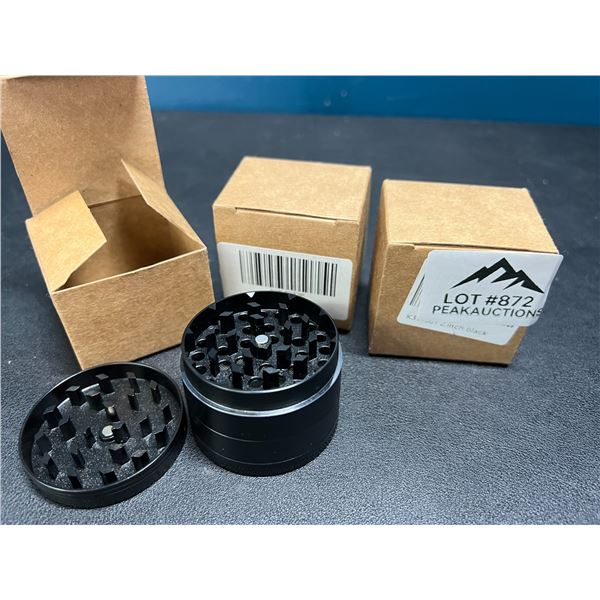 Lot of 3 Aluminum Black Herb Grinders - 2-inch