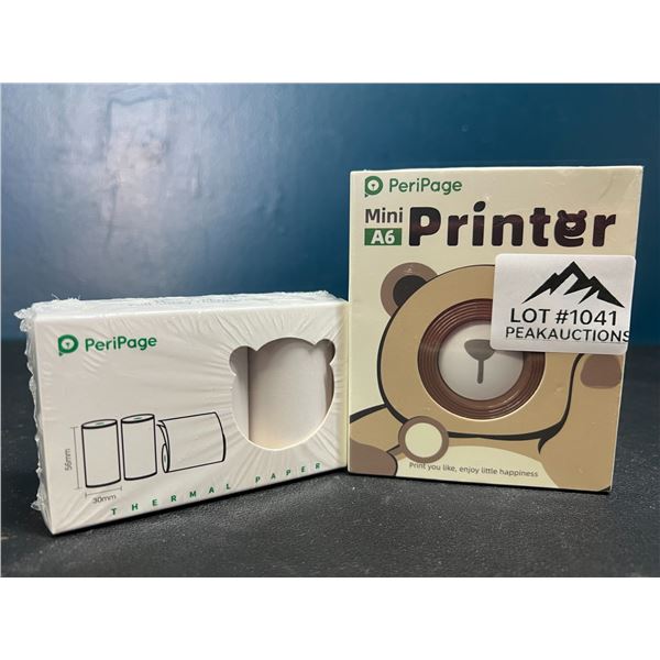 Lot of 1 PeriPage Mini A6 Portable Bluetooth Thermal Printer - Brown