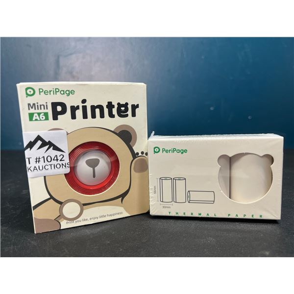 Lot of 1 PeriPage Mini A6 Portable Bluetooth Thermal Printer - Red
