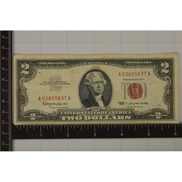 1963 US $2 RED SEAL NOTE