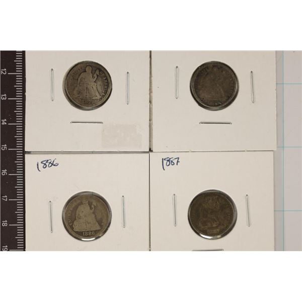 1877, 1882, 1886 & 1887 SEATED LIBERTY DIMES