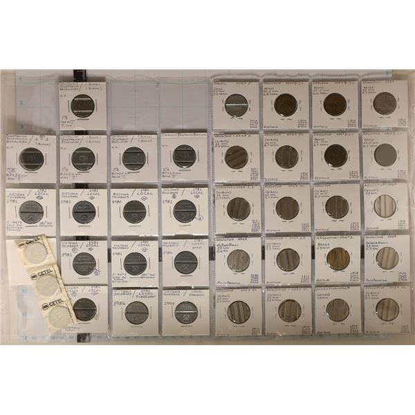 38 METAL VINTAGE FOREIGN TELEPHONE TOKENS: