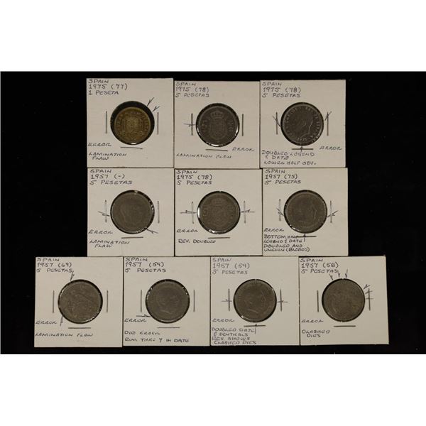 ERROR 10-SPAIN ERROR COINS DATED 1957 & 1975: