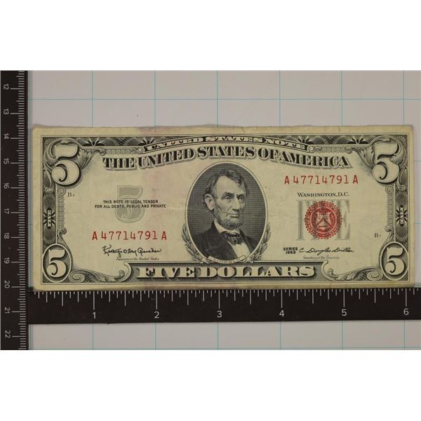 1963 US $5 RED SEAL NOTE