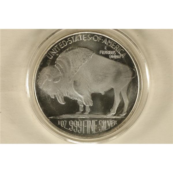 1 TROY OZ .999 FINE SILVER PF ROUND INDIAN/BUFFALO