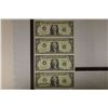 Image 1 : UNCUT SHEET OF FOUR 1995 US $1 FRN'S CRISP UNC