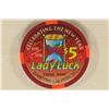 Image 2 : $5 LADY LUCK CASINO CHIP. 1995 CELEBRATING THE NEW