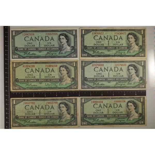 6-1954 BANK OF CANADA $1 BILLS