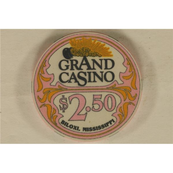 $2.50 GRAND CASINO CHIP. BILOXI, MISSISSIPPI