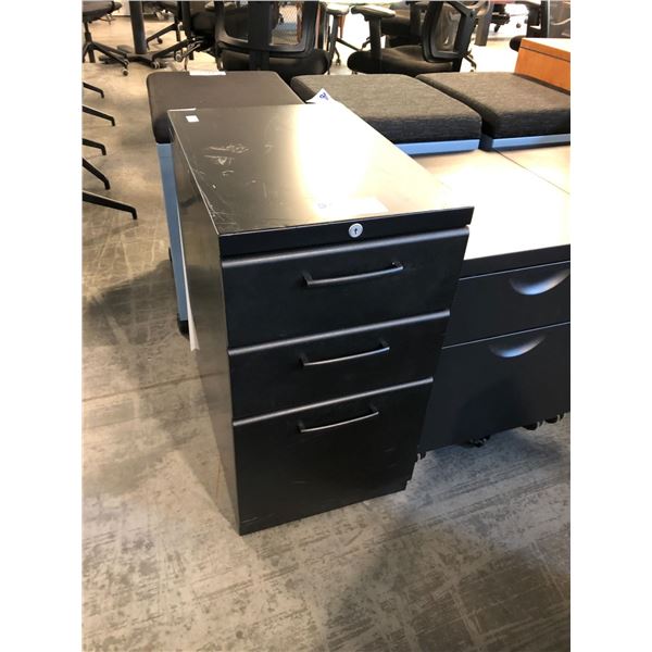 TEKNION BLACK 3 DRAWER PERSONAL FILING CABINET