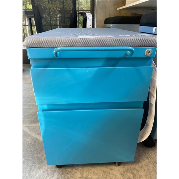 GREY/BLUE 2 DOOR MOBILE PERSONAL STORAGE CABINET