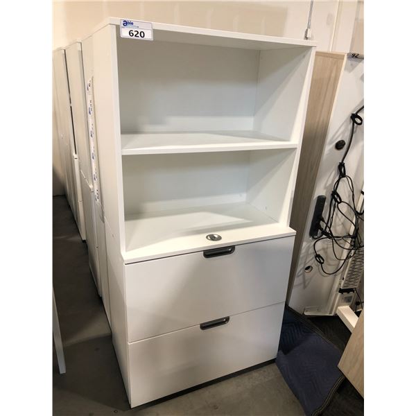 WHITE 5.5' 2 DOOR LATERAL FILE CABINET WITH OVER SHELF