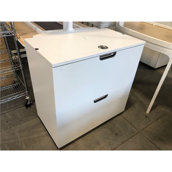 WHITE 2 DRAWER LATERAL FILE CABINET