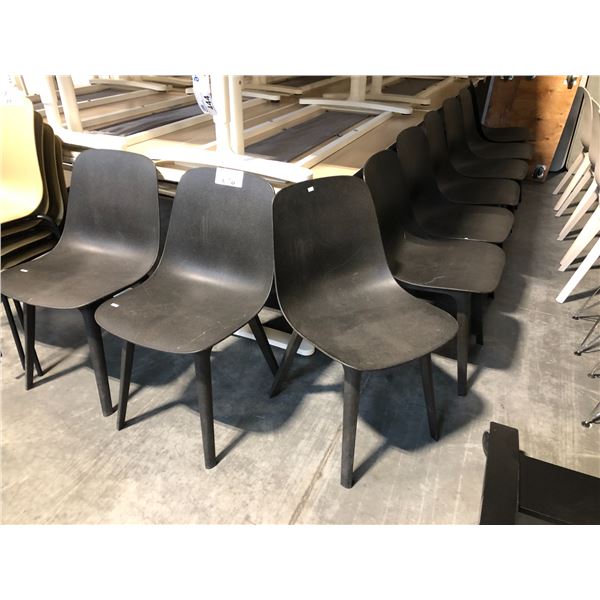 9 BLACK PLASTIC FORM SIDE CHAIRS