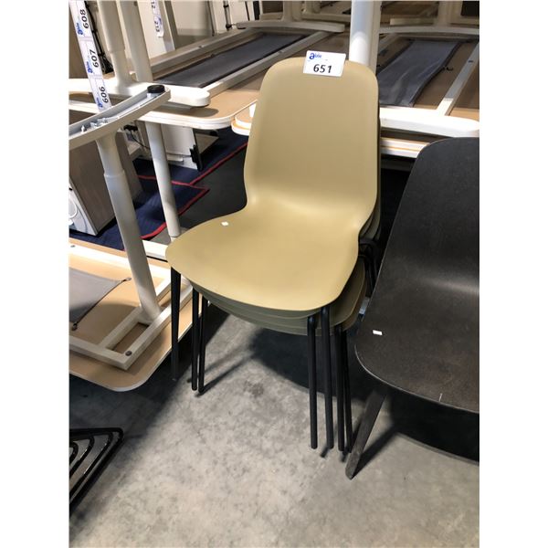 4 TAUPE/BLACK STACKING SIDE CHAIRS