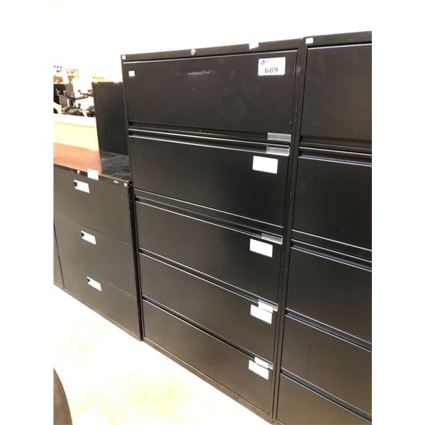 BLACK 5 DRAWER LATERAL FILE CABINET