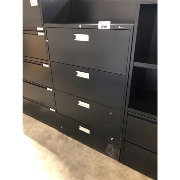 BLACK 4 DRAWER LATERAL FILE CABINET