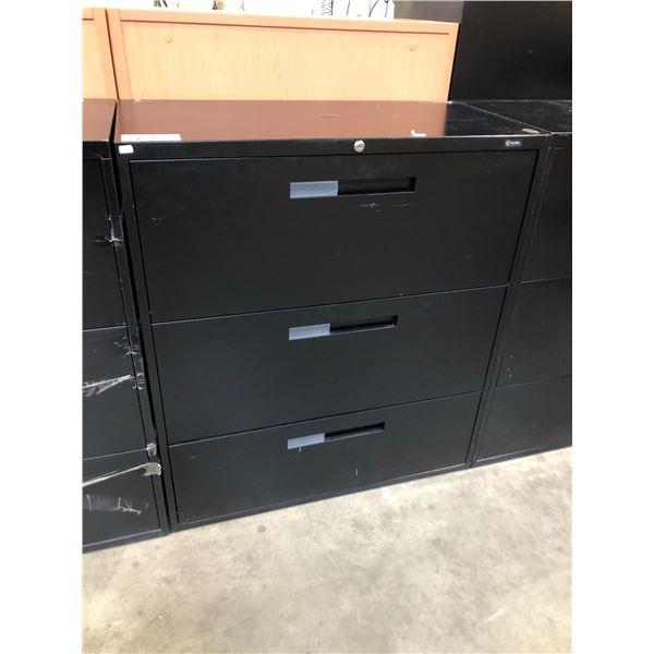 BLACK 3 DRAWER LATERAL FILE CABINET