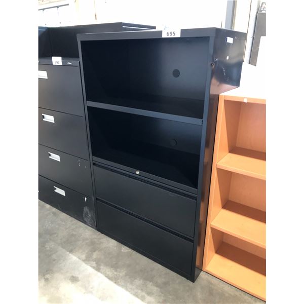 BLACK 60 H 2 DRAWER LATERAL FILE /BOOKCASE