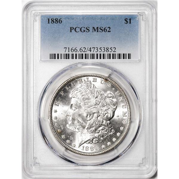 1886 $1 Morgan Silver Dollar Coin PCGS MS62