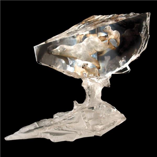 John Cuevas "Polar Sea" Limited Edition Mixed Media Lucite Sculpture