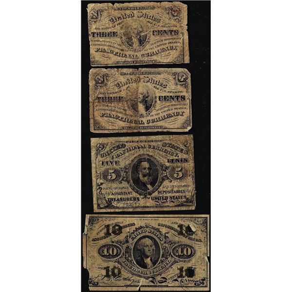 Lot of (4) March 3, 1863 Third Issue Fractional Currency Notes