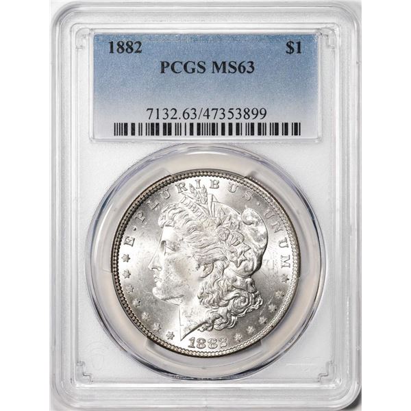 1882 $1 Morgan Silver Dollar Coin PCGS MS63