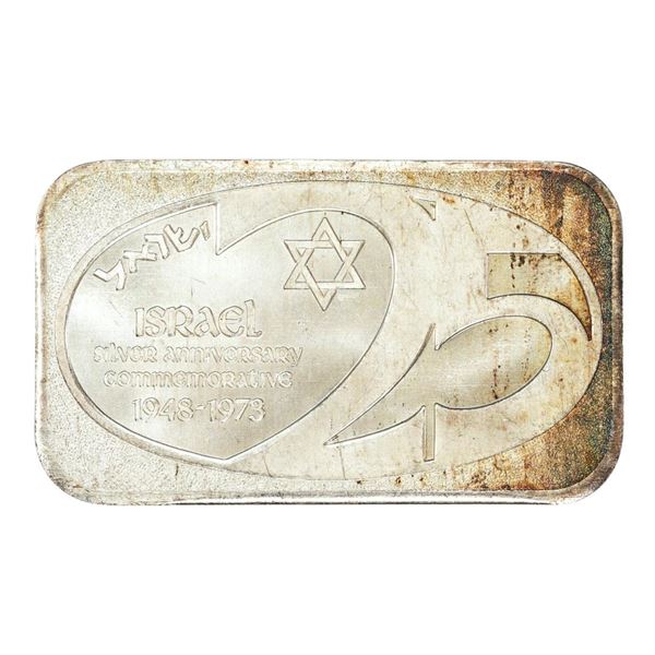 Vintage 1973 Israel 25th Anniversary Commemorative 1 Oz .999 Fine Silver Art Bar