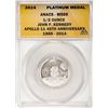Image 1 : 2014 Proof 1/2 oz Platinum JFK Apollo 11 Anniversary Medal ANACS MS69