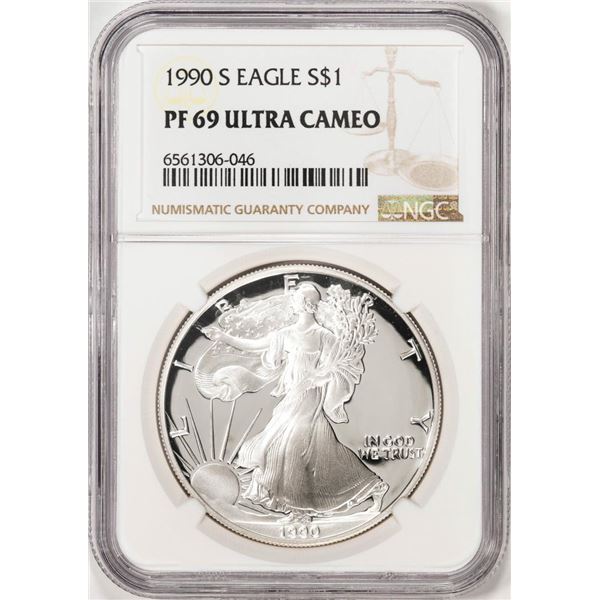 1990-S Proof $1 American Silver Eagle Coin NGC PF69 Ultra Cameo