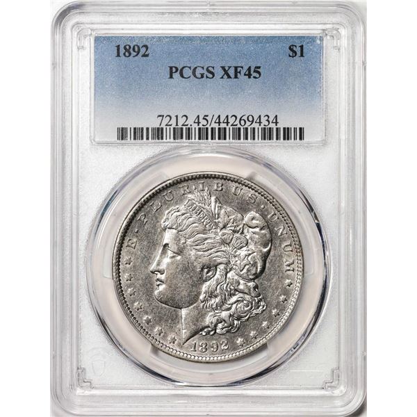 1892 $1 Morgan Silver Dollar Coin PCGS XF45