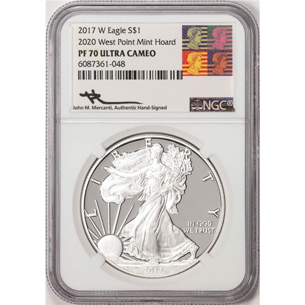 2017-W $1 Proof American Silver Eagle Coin NGC PF70 Ultra Cameo Mercanti Signature