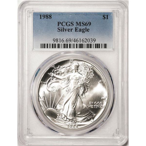 1988 $1 American Silver Eagle Coin PCGS MS69