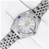 Image 2 : Rolex Ladies Stainless Steel Silver Index Sapphire and Diamond Date Wristwatch